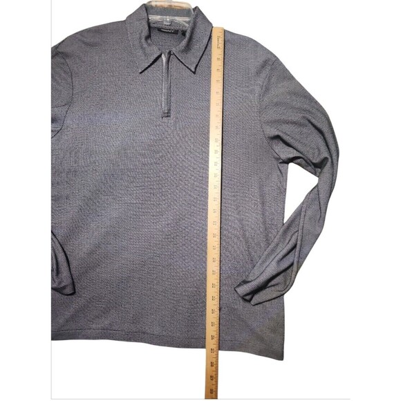 DKNY Men’s Medium Gray Textured 1/4 Zip Long Sleeve Polo Shirt - Picture 4 of 7